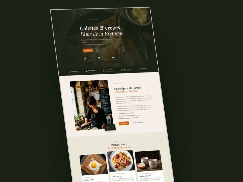 Mockup du site vitrine d'une crêperie bretonne